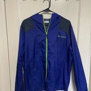 Columbia Flashback Windbreaker Jacket Blue with Green Accents, Size M